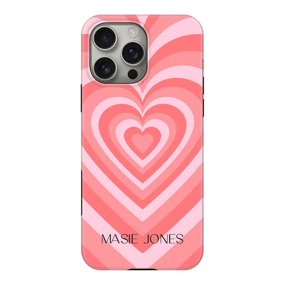 Apple iPhone 16 Pro Max / Tough MagSafe Personalized Name Retro Hearts, Phone Case - Stylizedd.com
