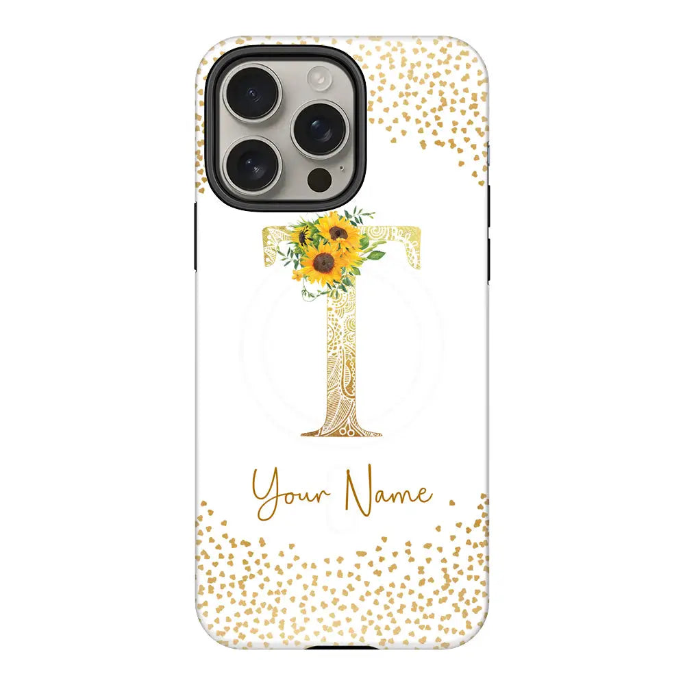 Apple iPhone 16 Pro Max / Tough Pro Floral Mandala Initial Phone Case - Stylizedd.com