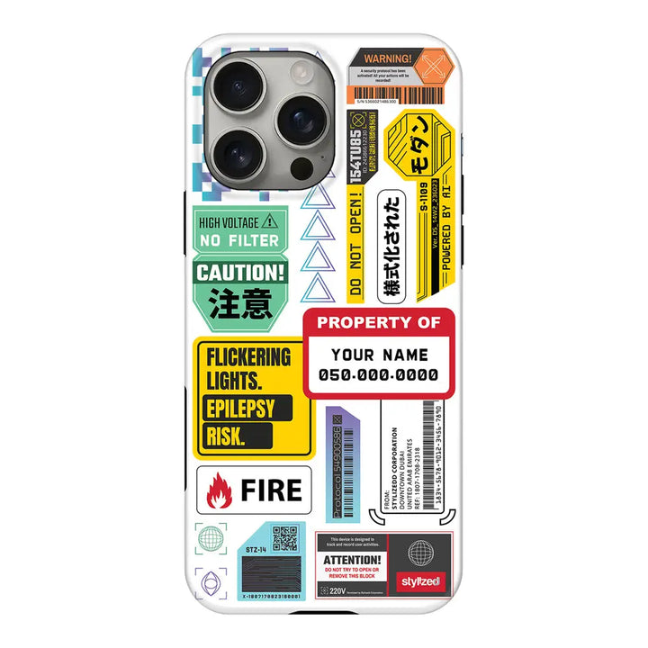 Personalized Name Property of Label Stickers Phone Case - Apple iPhone 16 Pro Max / Tough MagSafe