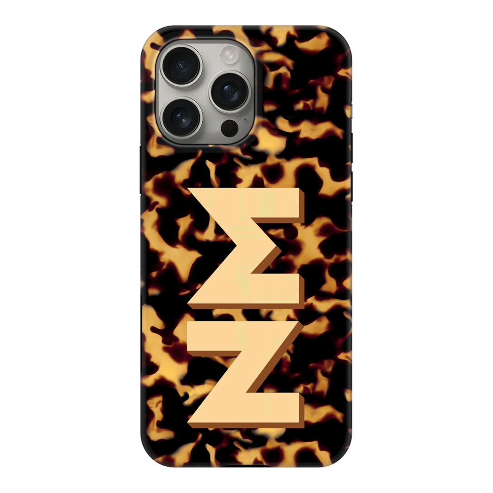 Apple iPhone 16 Pro Max / Tough MagSafe Custom Monogram 3D Text Luxury Tortoise Shell Pattern, Phone Case - Stylizedd.com
