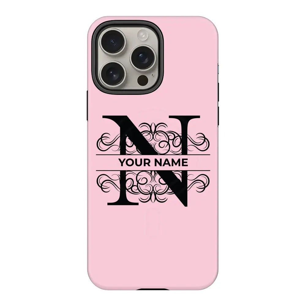 Apple iPhone 16 Pro Max / Tough Pro Split Floral Initial Phone Case - Stylizedd.com