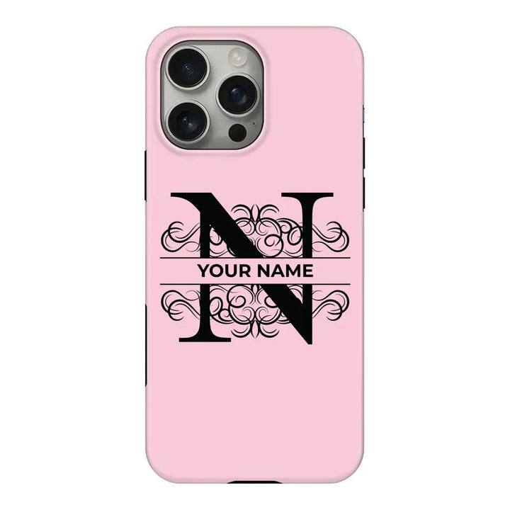 Split Floral Initial Phone Case - Apple iPhone 16 Pro Max / Tough MagSafe - Customizing 14