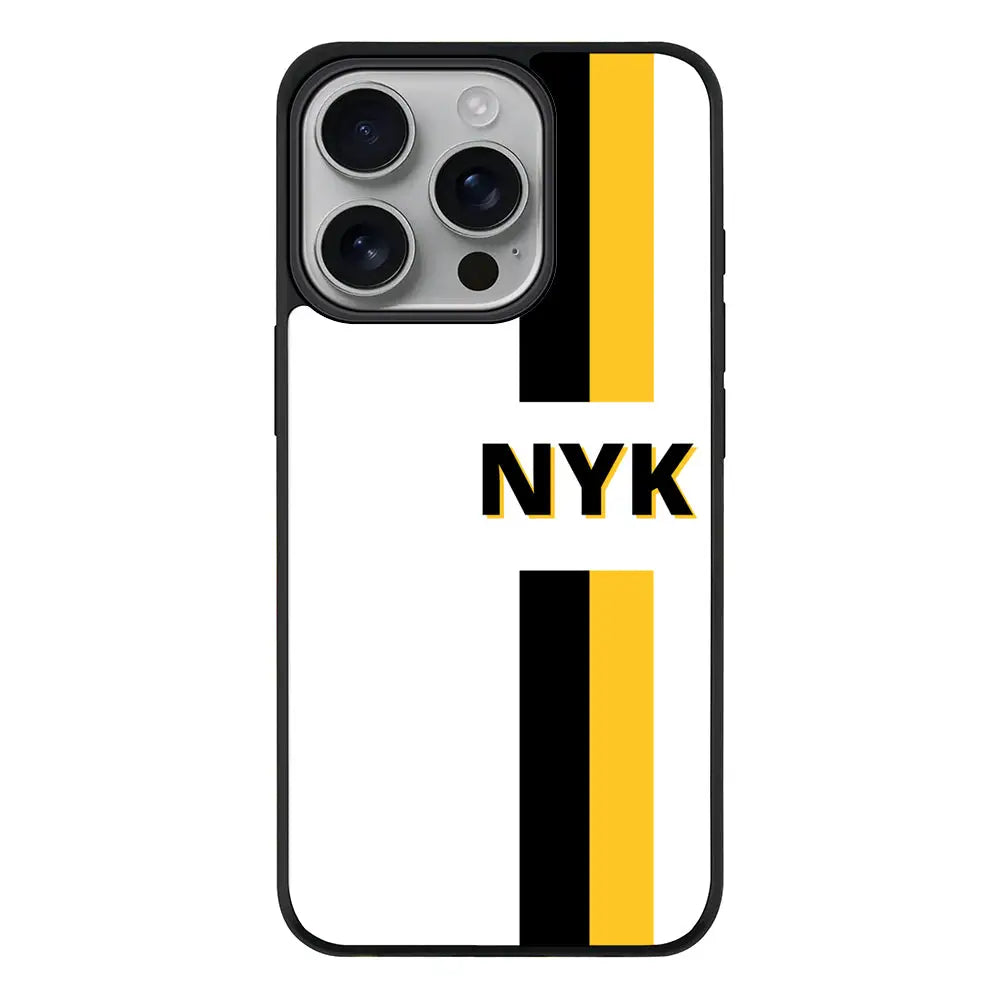 Apple iPhone 16 Pro / Rugged Black Custom Striped Monogram Phone Case - Stylizedd.com