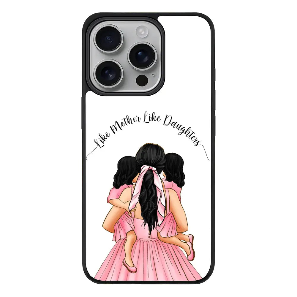 Apple iPhone 16 Pro / Rugged Black Mother 2 daughters Custom Clipart, Text Phone Case - Stylizedd.com