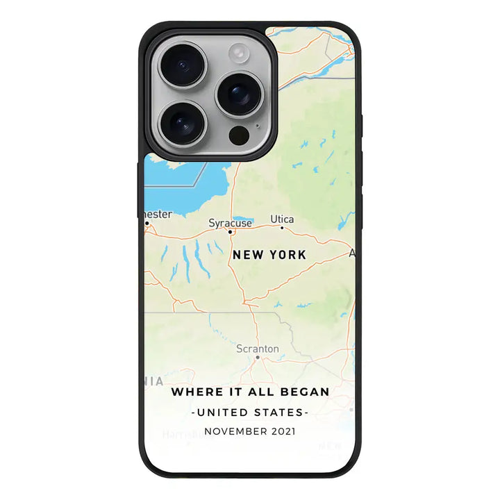 Apple iPhone 16 Pro / Rugged Black Personalized map, Phone Case - Stylizedd.com