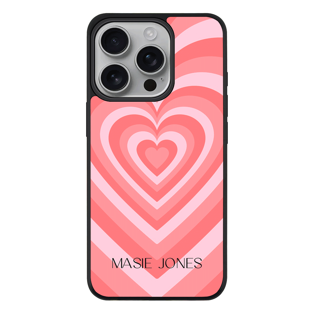Apple iPhone 16 Pro / Rugged MagSafe Personalized Name Retro Hearts, Phone Case - Stylizedd.com