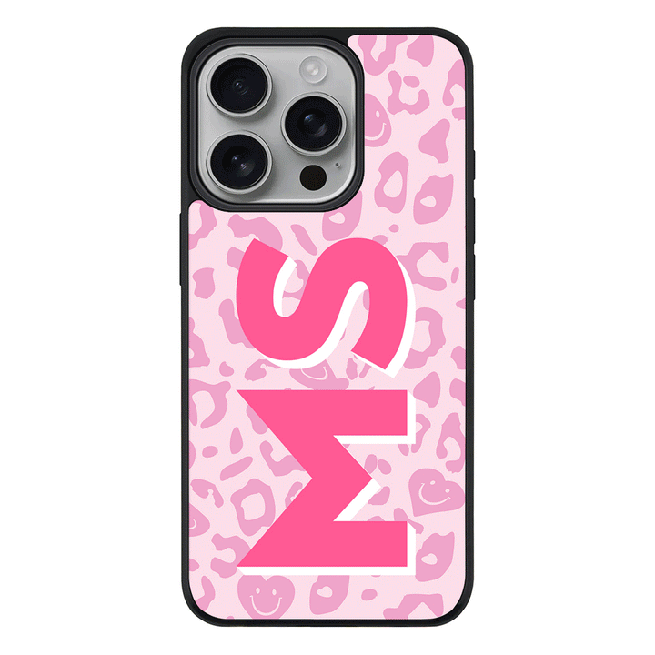 Apple iPhone 16 Pro / Rugged Black Custom Monogram Initial 3D Shadow Text Seamless Pattern, Phone Case - Stylizedd.com