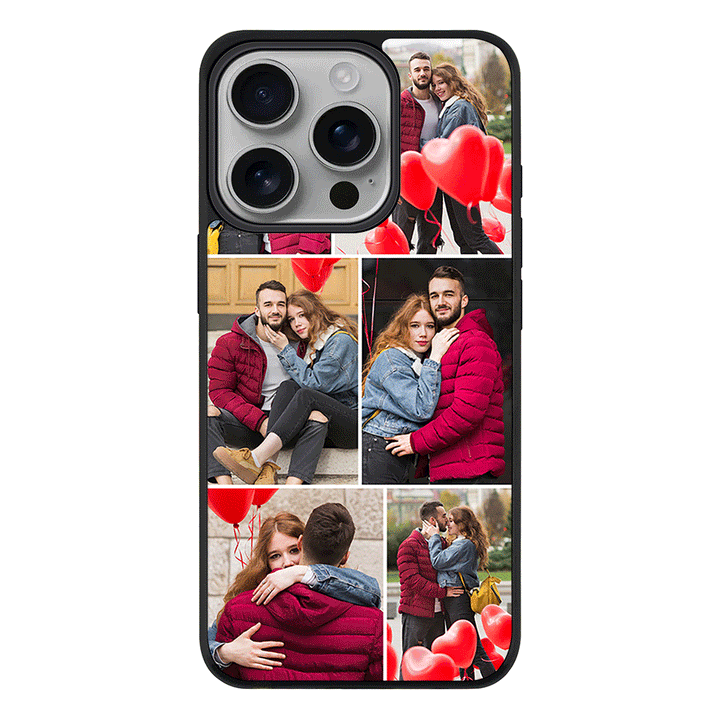Apple iPhone 16 Pro / Rugged MagSafe Personalised Valentine Photo Collage Grid, Phone Case - Stylizedd.com