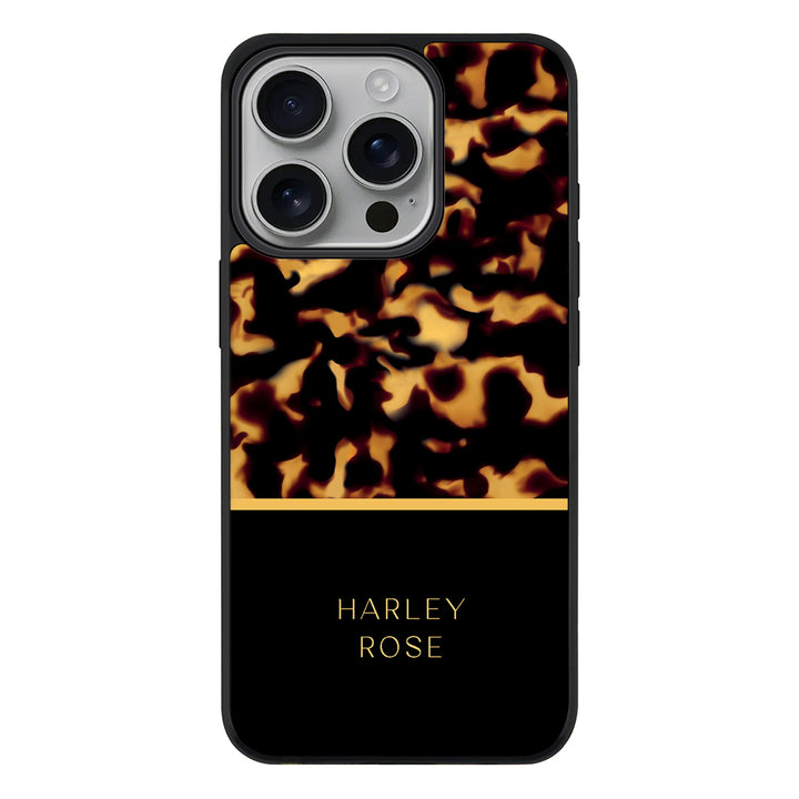 Apple iPhone 16 Pro / Rugged MagSafe Personalized Text Luxury Tortoise Shell Pattern, Phone Case - Stylizedd.com