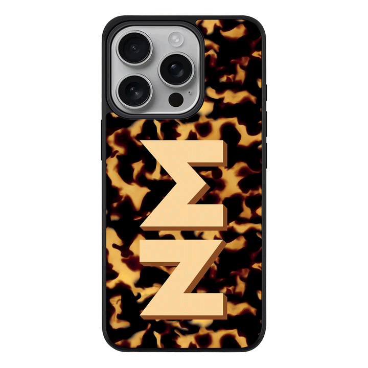 Apple iPhone 16 Pro / Rugged MagSafe Custom Monogram 3D Text Luxury Tortoise Shell Pattern, Phone Case - Stylizedd.com