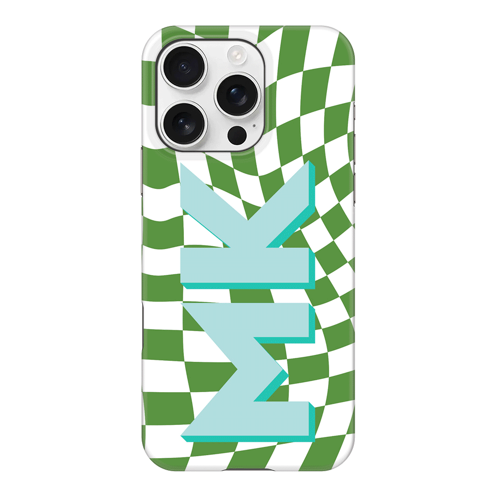 Apple iPhone 16 Pro / Snap MagSafe Custom Monogram Initial Wavy Checkerboard, Phone Case - Stylizedd.com