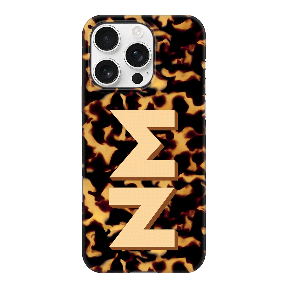 Apple iPhone 16 Pro / Snap MagSafe Custom Monogram 3D Text Luxury Tortoise Shell Pattern, Phone Case - Stylizedd.com