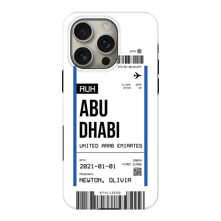 Custom Flight Boarding Pass Ticket Phone Case - Apple iPhone 16 Pro / Tough MagSafe - Stylizedd