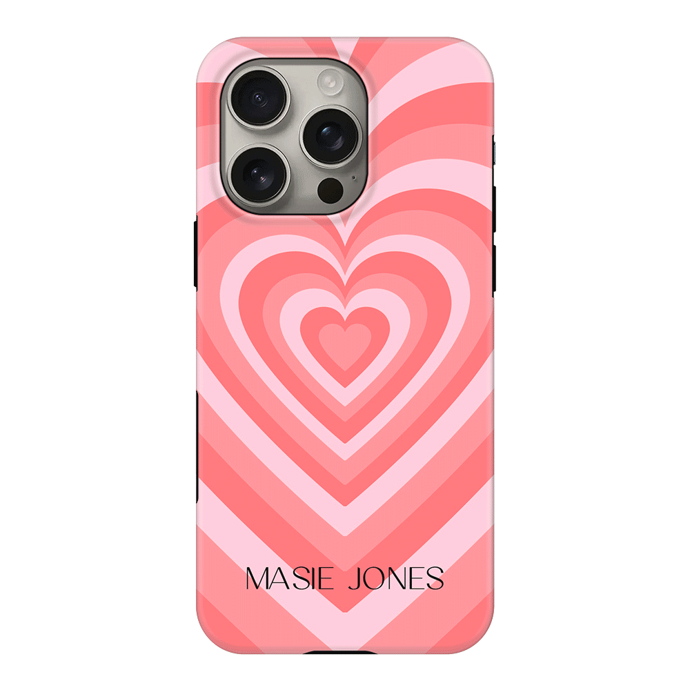 Apple iPhone 16 Pro / Tough MagSafe Personalized Name Retro Hearts, Phone Case - Stylizedd.com