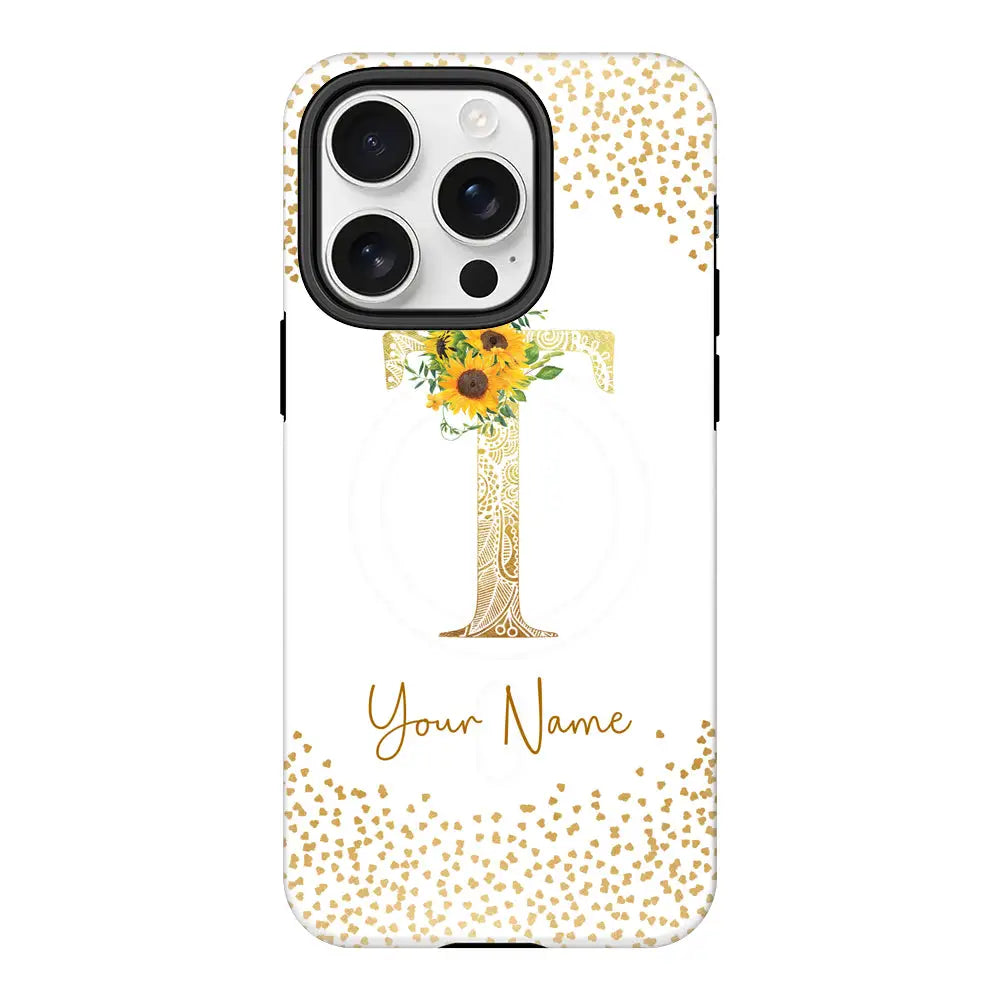 Apple iPhone 16 Pro / Tough Pro Floral Mandala Initial Phone Case - Stylizedd.com