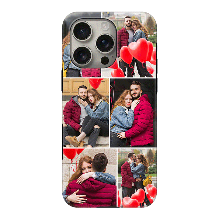 Apple iPhone 16 Pro / Tough MagSafe Personalised Valentine Photo Collage Grid, Phone Case - Stylizedd.com