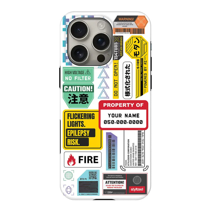 Personalized Name Property of Label Stickers Phone Case - Apple iPhone 16 Pro / Tough MagSafe