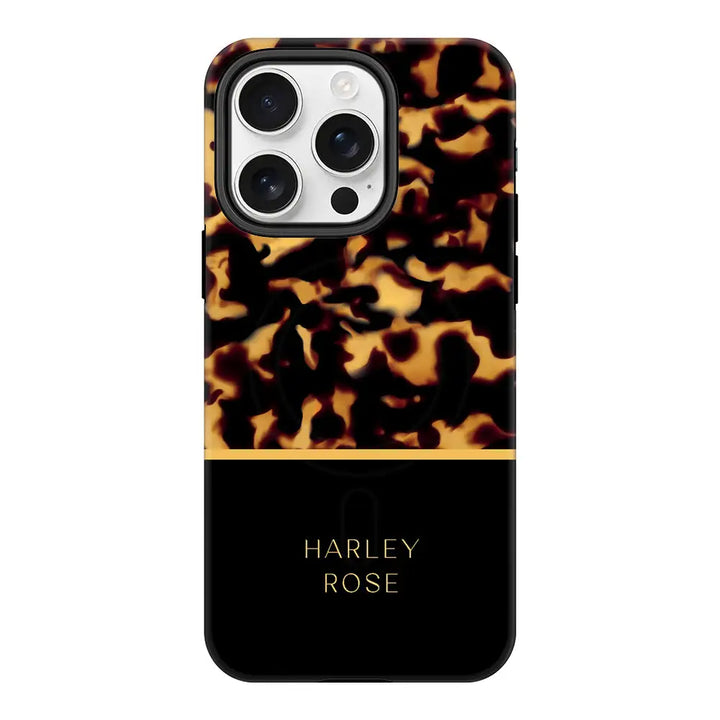 Apple iPhone 16 Pro / Tough MagSafe Personalized Text Elegant Luxury Tortoise Shell Pattern, Phone Case - Stylizedd.com