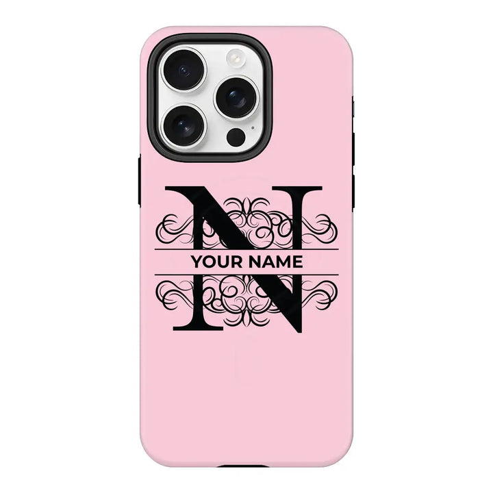 Apple iPhone 16 Pro / Tough Pro Split Floral Initial Phone Case - Stylizedd.com