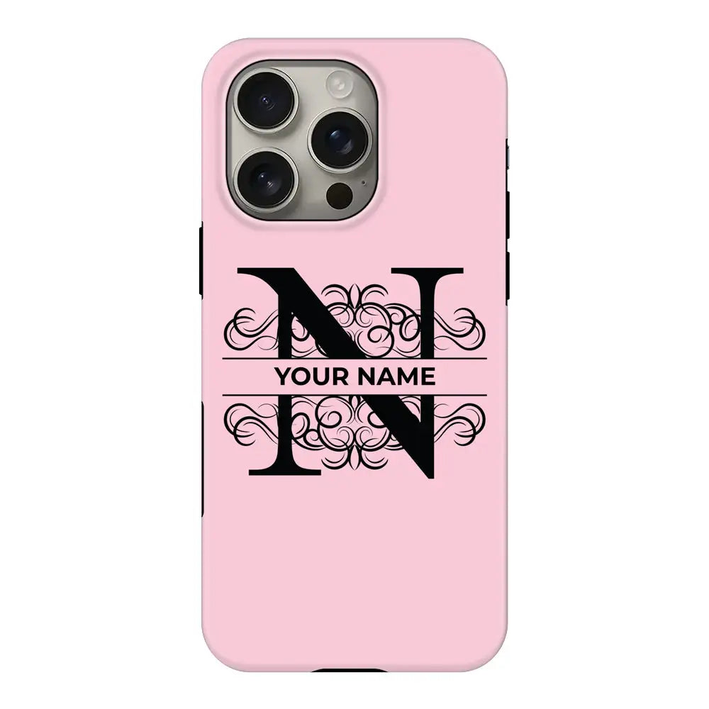 Split Floral Initial Phone Case - Apple iPhone 16 Pro / Tough MagSafe - Customizing 14 | Stylizedd