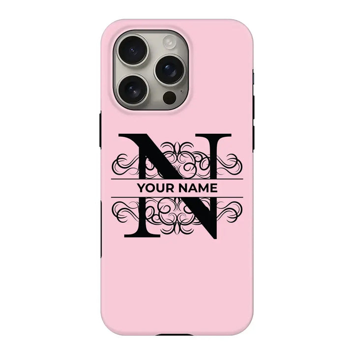 Split Floral Initial Phone Case - Apple iPhone 16 Pro / Tough MagSafe - Customizing 14 | Stylizedd