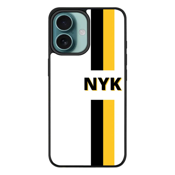 Apple iPhone 16 / Rugged Black Custom Striped Monogram Phone Case - Stylizedd.com