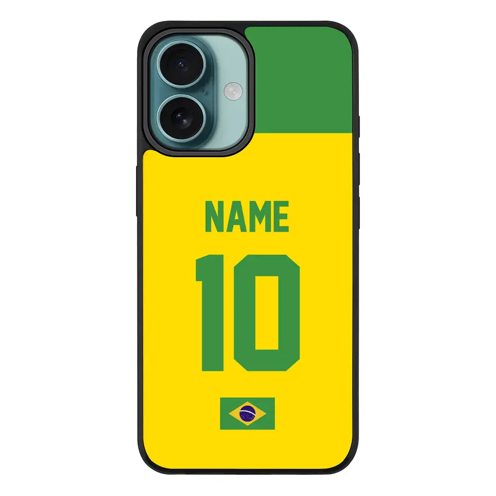 Apple iPhone 16 / Rugged Black Personalized Football Jersey Phone Case Custom Name & Number - Stylizedd.com