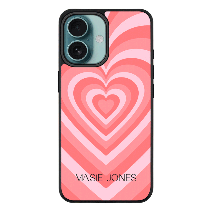 Apple iPhone 16 / Rugged MagSafe Personalized Name Retro Hearts, Phone Case - Stylizedd.com