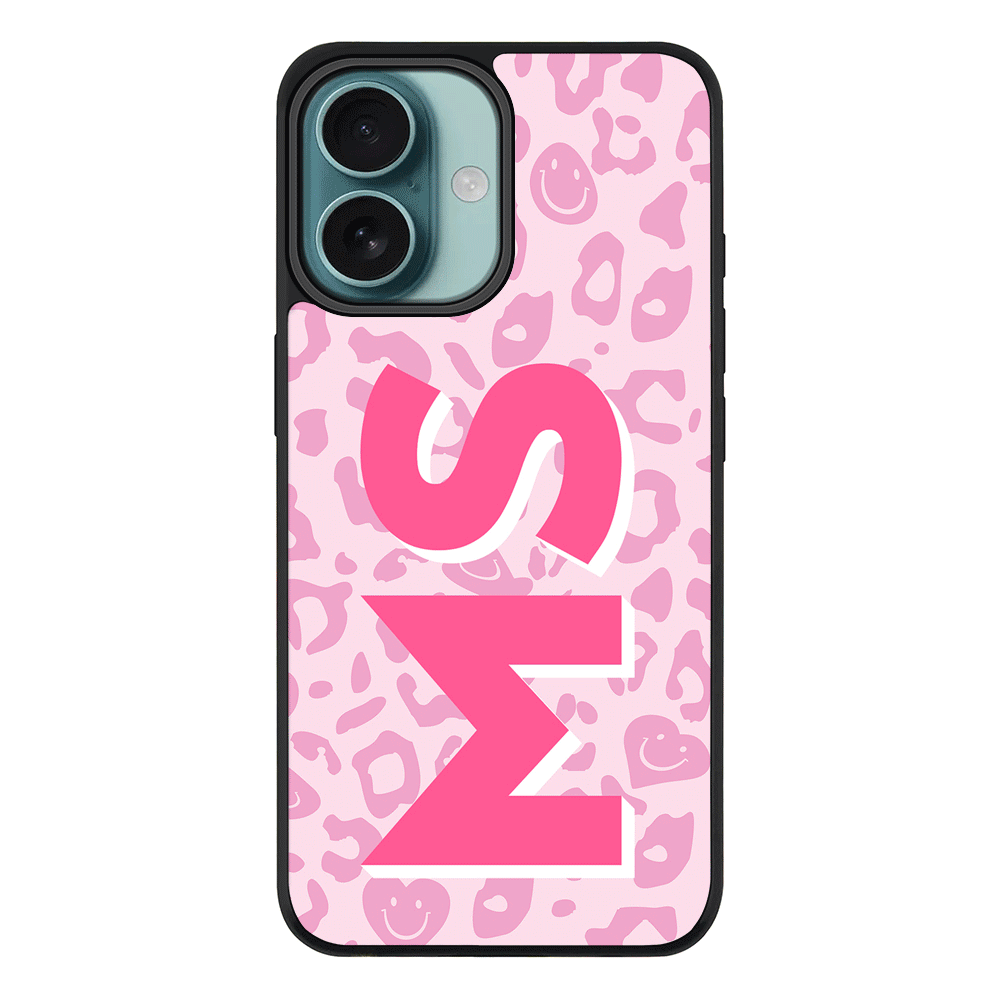 Apple iPhone 16 / Rugged Black Custom Monogram Initial 3D Shadow Text Seamless Pattern, Phone Case - Stylizedd.com