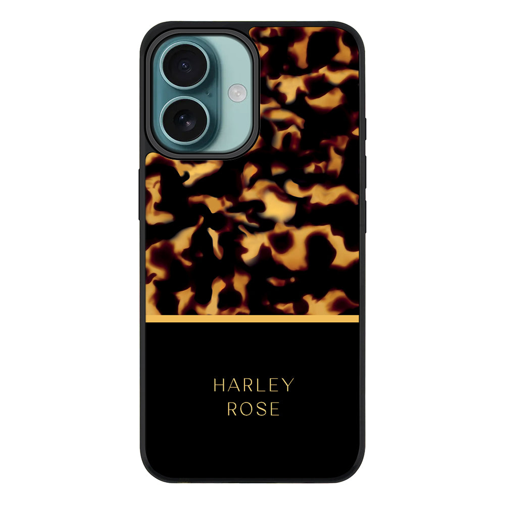 Apple iPhone 16 / Rugged MagSafe Personalized Text Luxury Tortoise Shell Pattern, Phone Case - Stylizedd.com