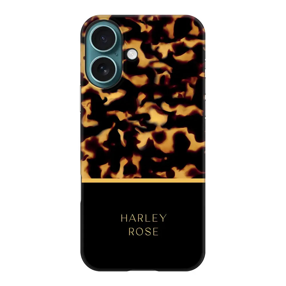 Apple iPhone 16 / Snap MagSafe Personalized Text Elegant Luxury Tortoise Shell Pattern, Phone Case - Stylizedd.com