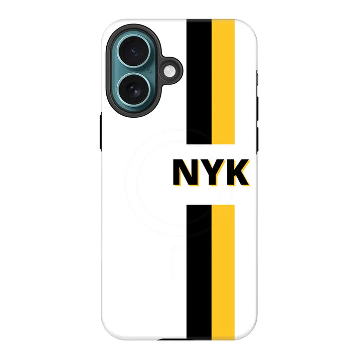 Apple iPhone 16 / Tough Pro Custom Striped Monogram Phone Case - Stylizedd.com