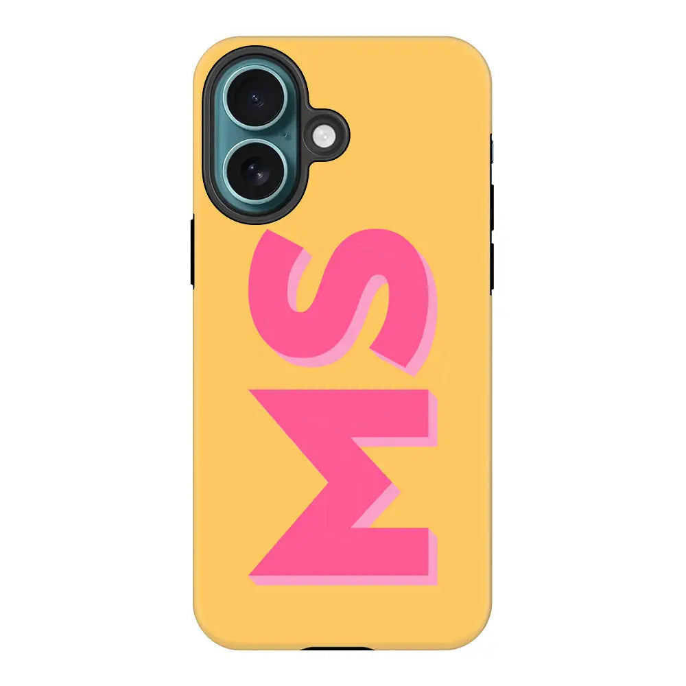 Apple iPhone 16 / Tough Pro Personalized Monogram Initial 3D Shadow Text Phone Case - Stylizedd.com