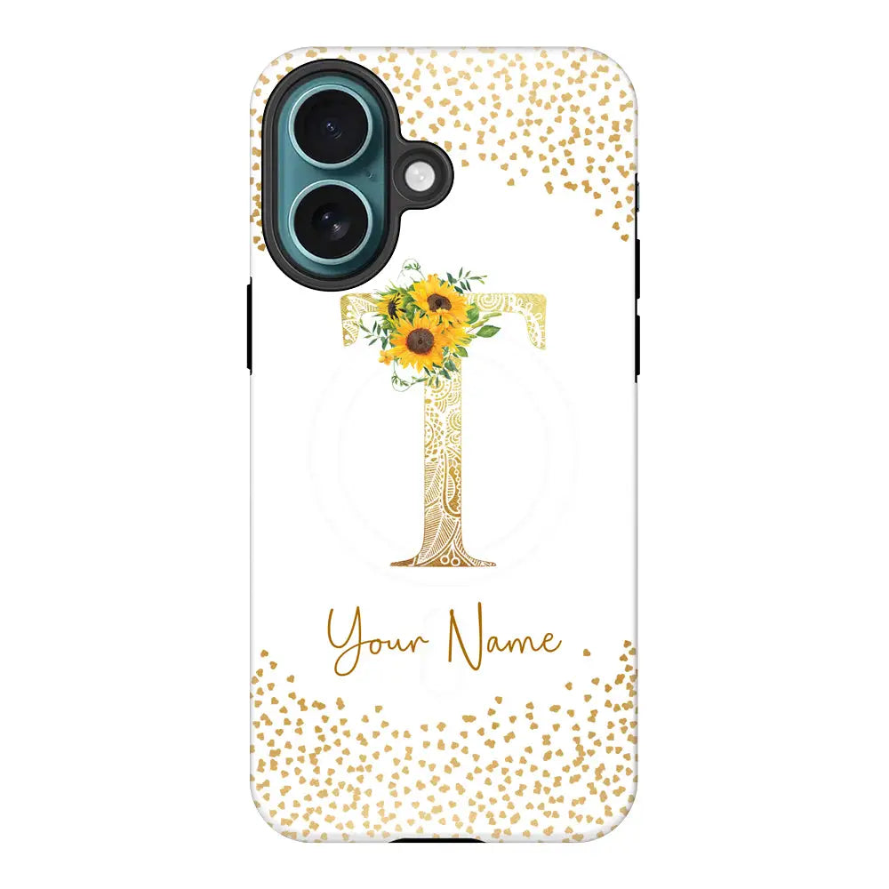 Apple iPhone 16 / Tough Pro Floral Mandala Initial Phone Case - Stylizedd.com