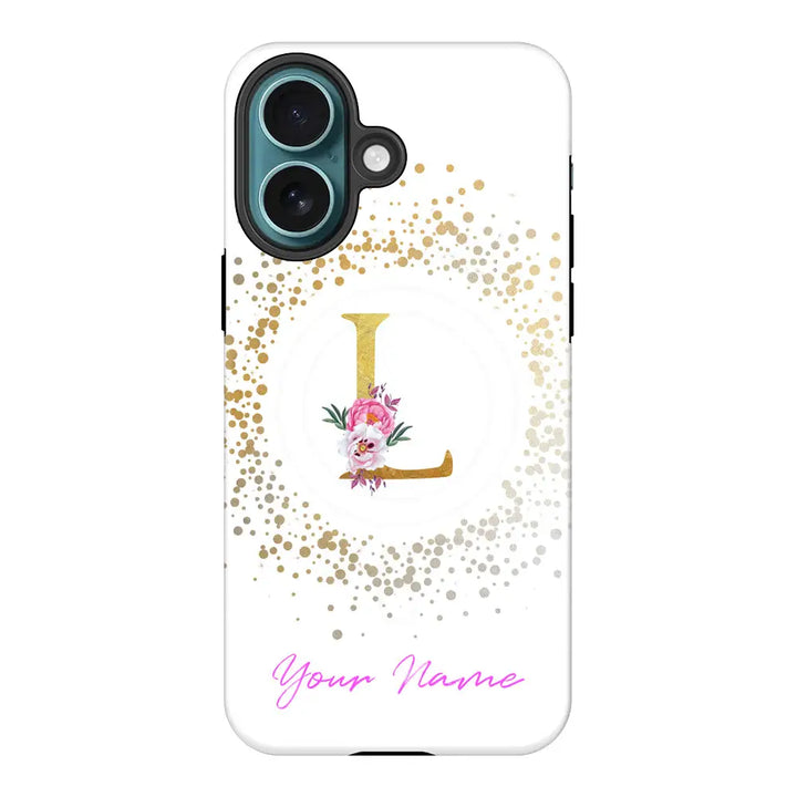 Apple iPhone 16 / Tough Pro Floral Initial Phone Case - Stylizedd.com