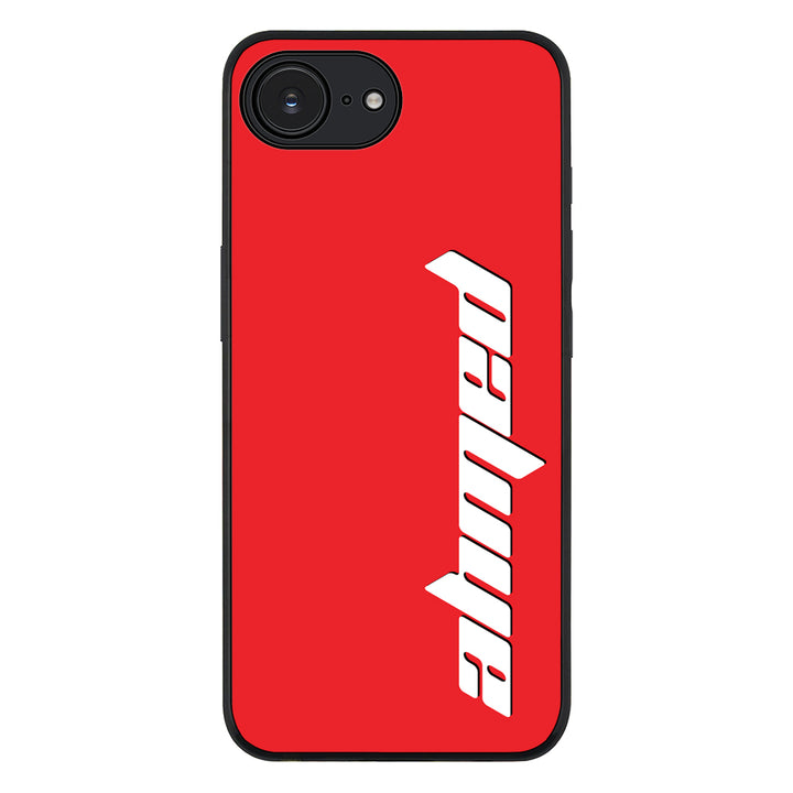 Apple iPhone 16e / Rugged Black Custom Text, Vertical Name Phone Case - Stylizedd.com
