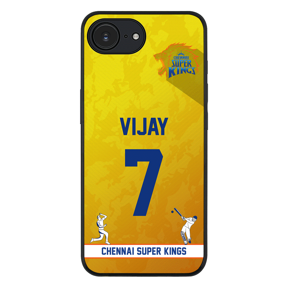 Personalized IPL Cricket Jersey Phone Case Custom Name & Number - Apple iPhone 16e / Rugged Black