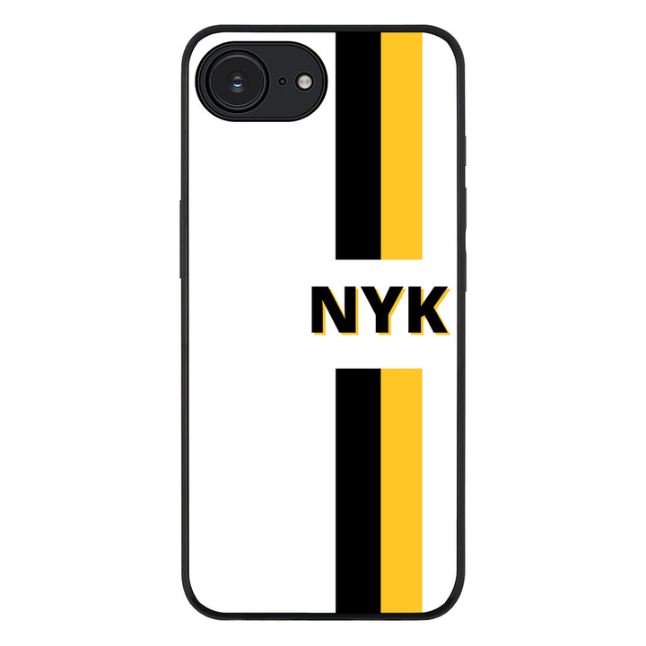 Apple iPhone 16e / Rugged Black Custom Striped Monogram Phone Case - Stylizedd.com
