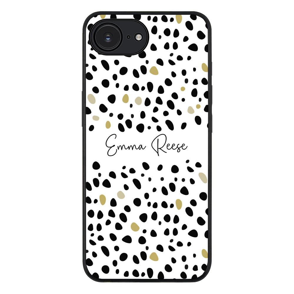 Apple iPhone 16e / Rugged Black Pebble Multi Color Custom Text, My Name Phone Case - Stylizedd.com