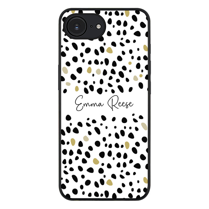 Apple iPhone 16e / Rugged Black Pebble Multi Color Custom Text, My Name Phone Case - Stylizedd.com