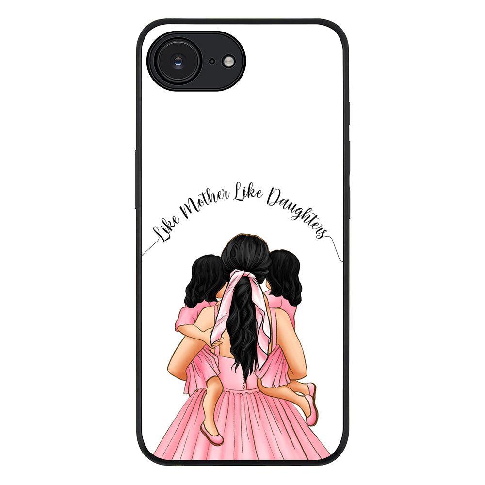 Apple iPhone 16e / Rugged Black Mother 2 daughters Custom Clipart, Text Phone Case - Stylizedd.com