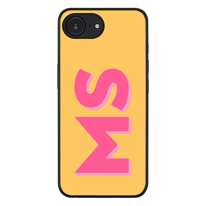 Personalized Monogram Initial 3D Shadow Text Phone Case - Apple iPhone 16e / Rugged Black