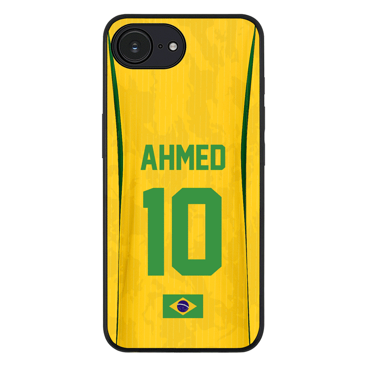 Apple iPhone 16e / Rugged Black Personalized Football Jersey Phone Case Custom Name & Number - Stylizedd.com