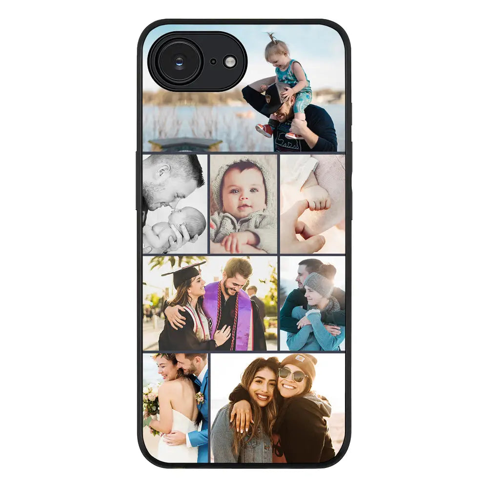 Personalised Photo Collage Grid Phone Case - Apple iPhone 16e / Rugged Black - Stylizedd