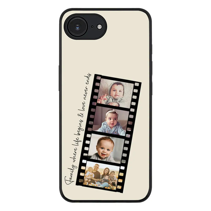 Custom Film Strips Personalised Movie Strip Phone Case - Apple iPhone 16e / Rugged Black - Stylizedd