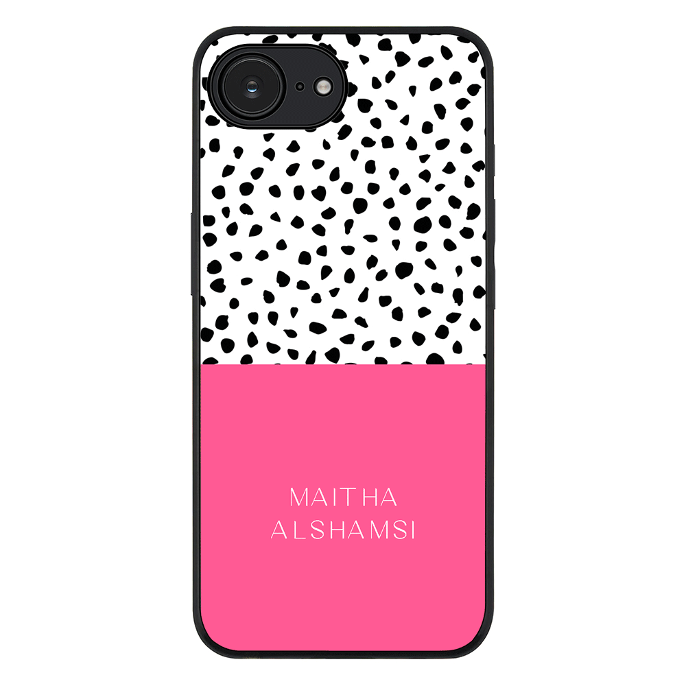 Apple iPhone 16e / Rugged Black Personalized Text Colorful Spotted Dotted, Phone Case - Stylizedd.com