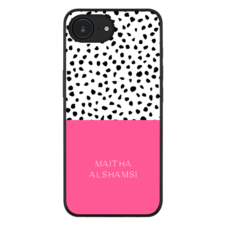 Apple iPhone 16e / Rugged Black Personalized Text Colorful Spotted Dotted, Phone Case - Stylizedd.com
