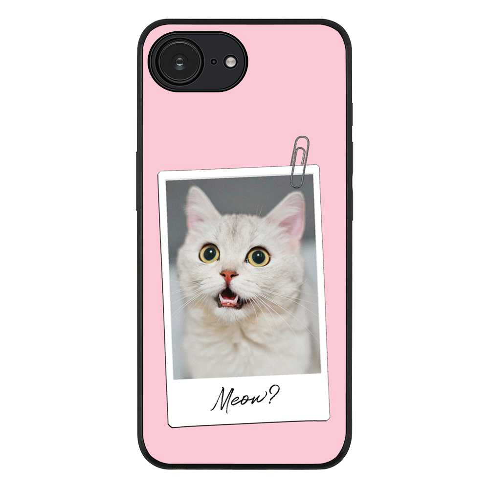 Apple iPhone 16e / Rugged Black Polaroid Photo Pet Cat, Phone Case - Stylizedd.com