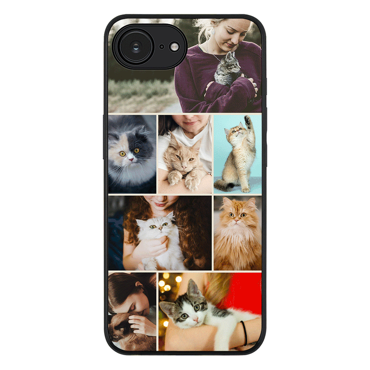 Apple iPhone 16e / Rugged Black Personalised Photo Collage Grid Pet Cat, Phone Case - Stylizedd.com