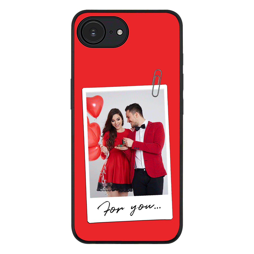 Apple iPhone 16e / Rugged Black Personalized Polaroid Photo Valentine, Phone Case - Stylizedd.com